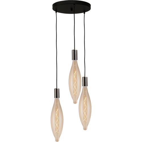 Hanglamp Tessi 3-lichts zwart chrome Ø35cm