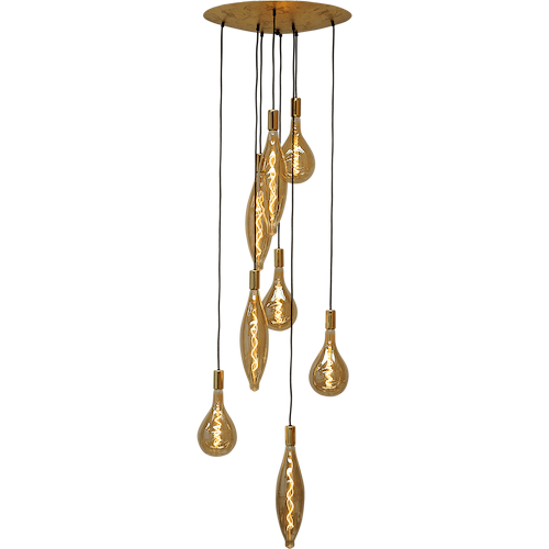 Hanglamp Aton 8-lichts glimmend messing E27