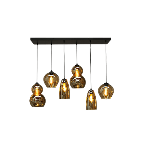 Hanglamp Quinto 6-lichts mat zwart 100x25cm