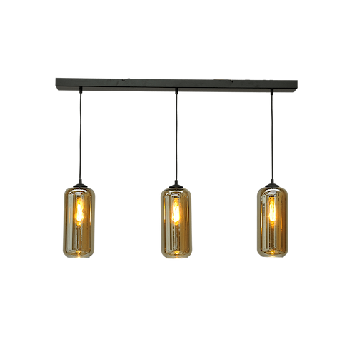 Hanglamp Quinto 3-lichts mat zwart 100x8cm