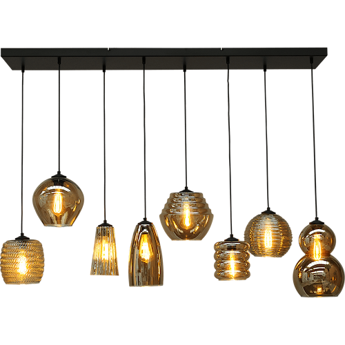 Hanglamp Quinto 8-lichts mat zwart 130x25cm