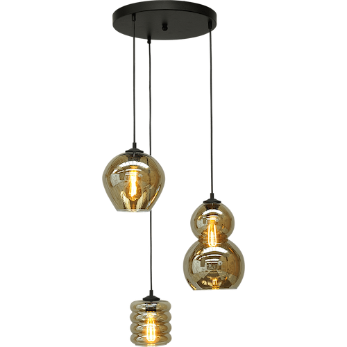 Hanglamp Quinto 3-lichts mat zwart Ø35cm