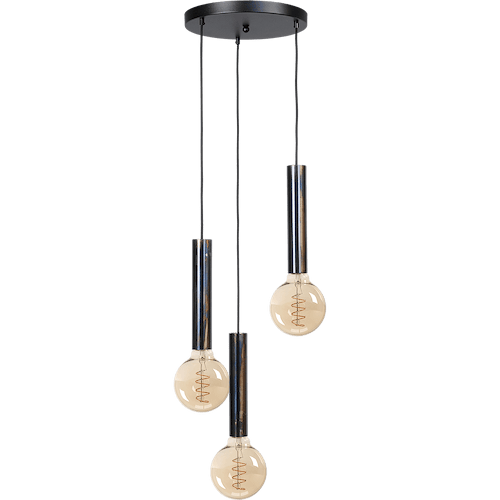 Hanglamp Tomasso 3-lichts dappled oil - basis zwart Ø35cm - zwarte stoffen kabel 150cm - MASTERLIGHT