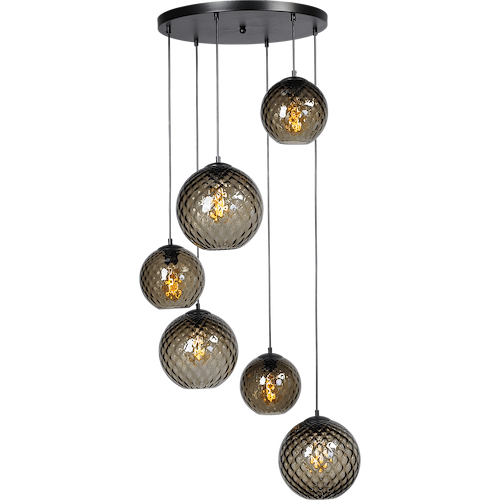 Hanglamp Baloton 6-lichts mat zwart Ø50cm