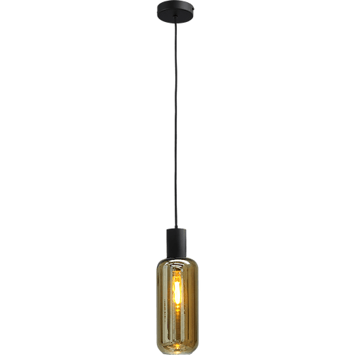 Hanglamp Bounty 1-lichts mat zwart - kabel pvc 200cm - glas Smoke 62260-05-5 - MASTERLIGHT