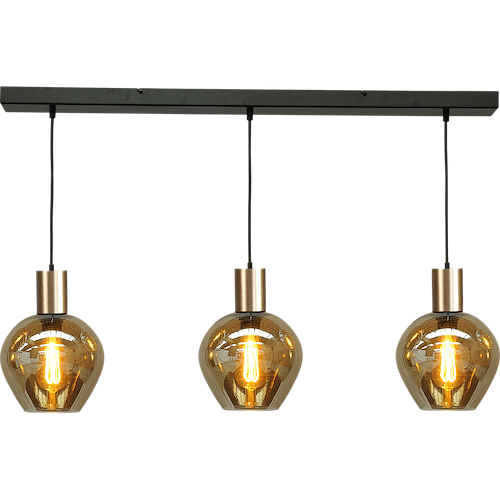 Hanglamp Bounty 3-lichts mat zwart/mat goud 100x8cm - 3x glas smoke 62260-05-3 - MASTERLIGHT