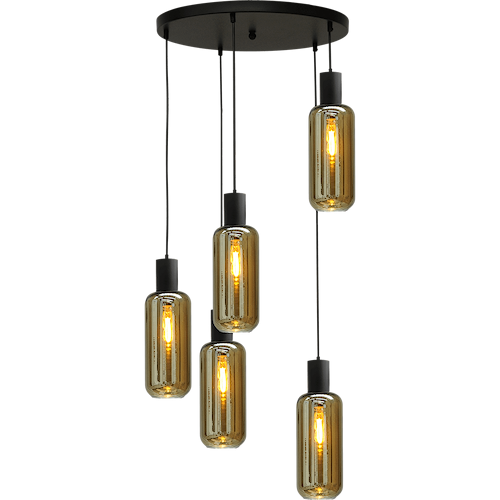 Hanglamp Bounty 5-lichts mat zwart Ø50cm - 5x E27 hanger mat zwart - 5x glas smoke 62260-05-5 - MASTERLIGHT
