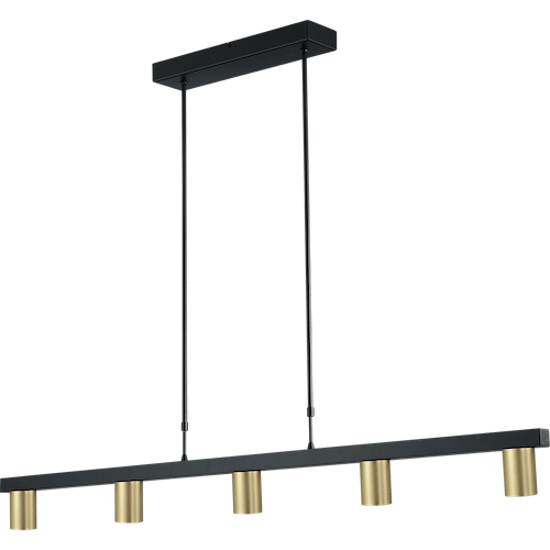 Hanglamp Bounce zwart/mat goud 5-lichts - breedte 130cm - exclusief 5x GU10 - MASTERLIGHT