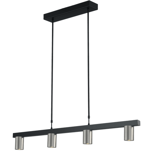 Hanglamp Bounce zwart/mat nikkel 4-lichts - breedte 100cm - exclusief 4x GU10 - MASTERLIGHT