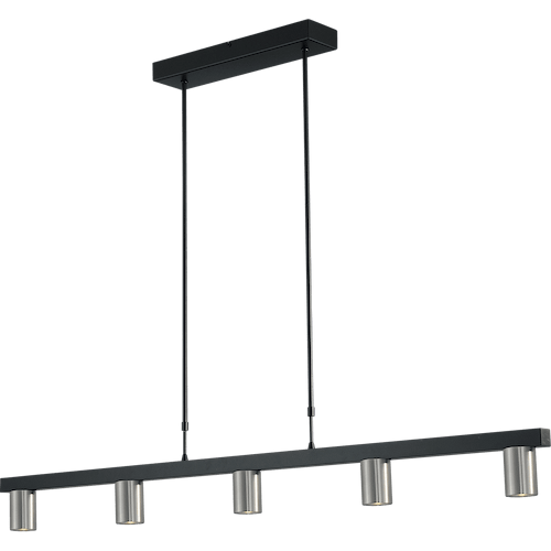 Hanglamp Bounce zwart/mat nikkel 5-lichts - breedte 130cm - exclusief 5x GU10 - MASTERLIGHT