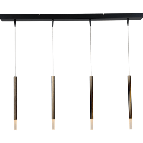 Hanglamp Flute 4-lichts zwart/antiek messing 100x8cm