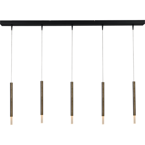 Hanglamp Flute 5-lichts zwart/antiek messing 130x8cm