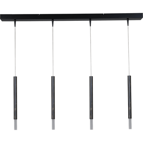 Hanglamp Flute 4-lichts zwart/antiek messing 100x8cm