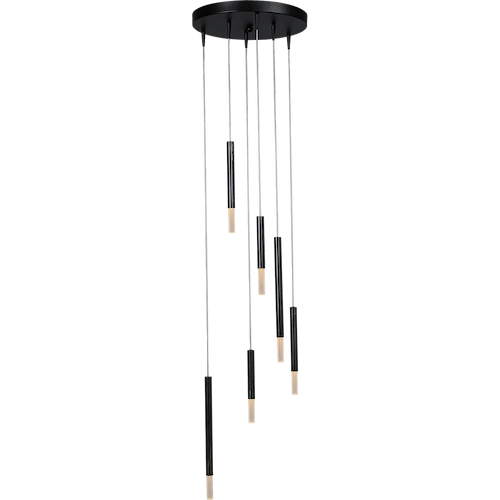 Hanglamp Flute 6-lichts zwart/dappled oil Ø35cm