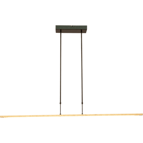 Hanglamp Real 2 - minimalistische smalle hanglamp zwart nickel/bladgoud 130 x 3 cm - dimbaar met ingebouwde dimmer - DTW - 32W - 2700-2200K - 3840 Lumen - push-dimmer. De LED lichtbron is voorzien van de nieuwe dim to warm technologie. Dat wil zeggen dat als u de lamp dimt met de pushdimmer - het licht minder maar ook warmer wordt. Voluit is de lichtkleur 2700 Kelvin (warm wit) en gedimd 2200 Kelvin (Flame). MASTERLIGHT