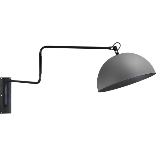 Industriële wandlamp Larino mat zwart beweegbare arm Ø40cm