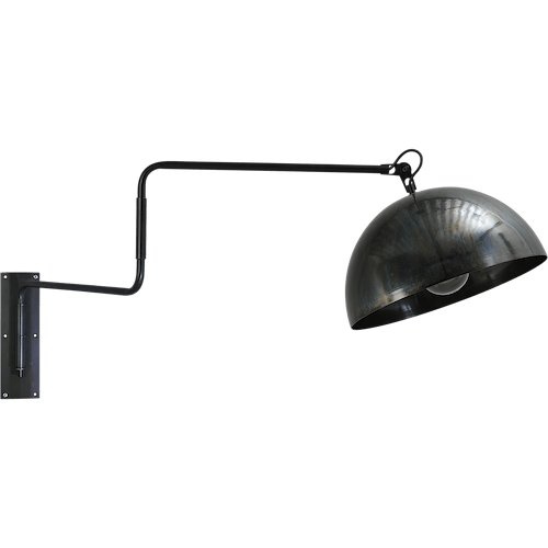 Industriële wandlamp Larino mat zwart beweegbare arm Ø40cm