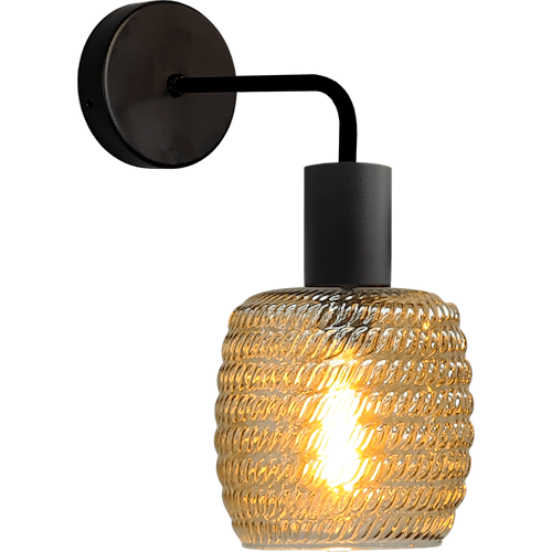 Wandlamp Bounty mat zwart lengte  38cm downlight - depth 29 -5cm - glas smoke Ø19cm - MASTERLIGHT