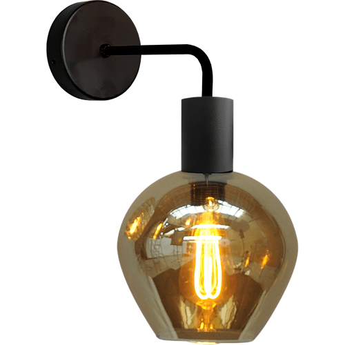 Wandlamp Bounty mat zwart lengte  38cm downlight - depth 29 -5cm - glas smoke Ø19cm - MASTERLIGHT