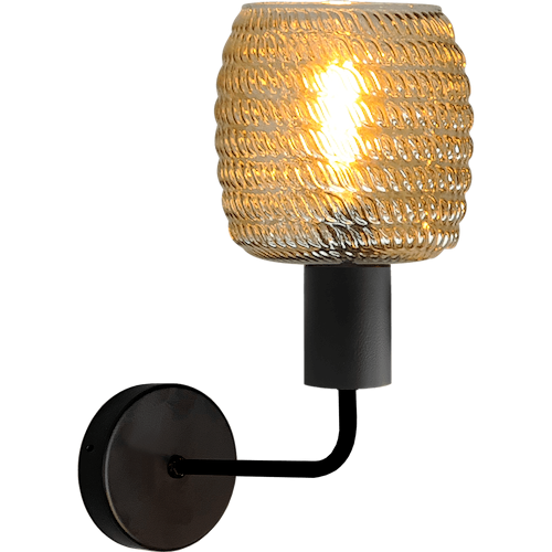 Wandlamp Bounty mat zwart lengte  38cm uplight - depth 29 -5cm - glas smoke Ø19cm - MASTERLIGHT