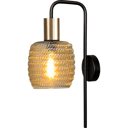 Wandlamp Bounty mat zwart/mat goud lengte  50 -6cm - depth 17 -8cm - glas smoke 62260-05-1 - MASTERLIGHT