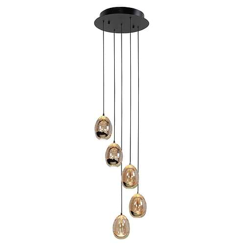 Hanglamp Golden Egg Rond  5 x 5W 2700K dimbaar
