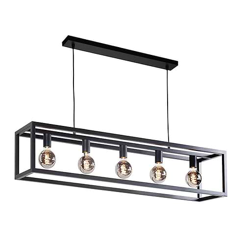 Hanglamp Fragola 5 X E27  120cm. Zwart