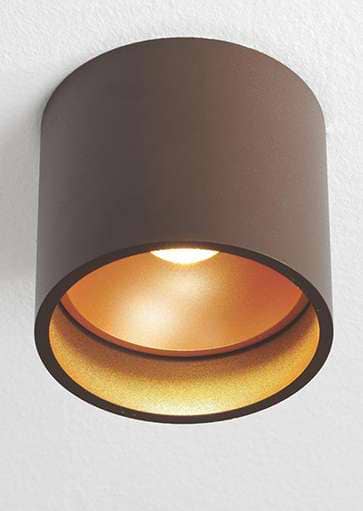 Plafondspot, opbouwspot, bruin/goud “Orleans” Ø11cm LED, ART DELIGHT. Webo Verlichting showroom lampen online Beuningen bij Nijmegen. Lampen webshop.