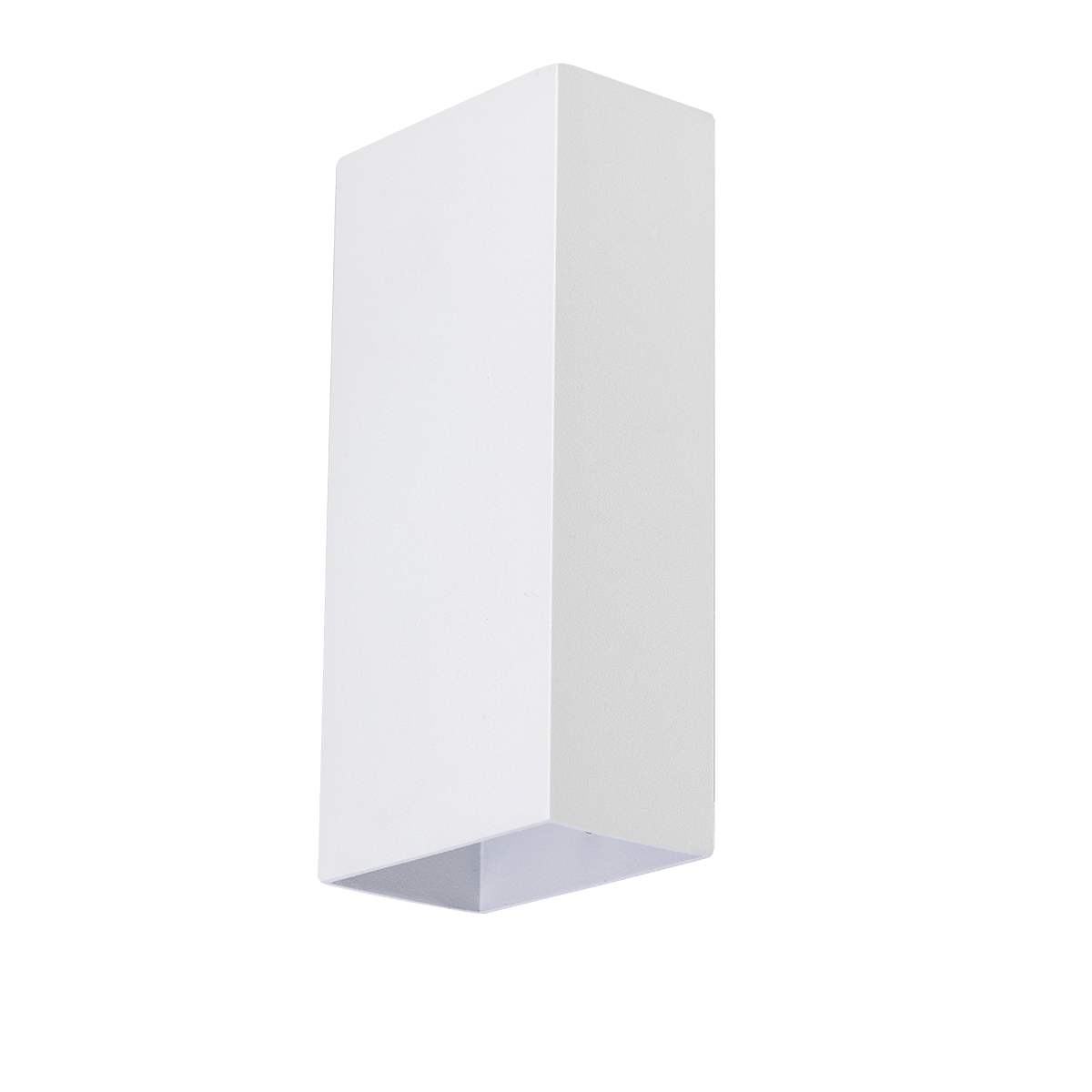 05-WL1330-31. Strakke witte wandlamp serie David van het merk ETH. Er kunnen twee GU10 LED spotjes in de wandlamp. De ene schijnt dan naar boven