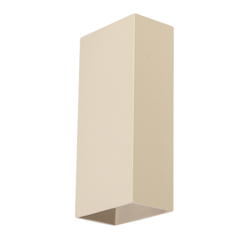 05-WL1330-43. Strakke zandkleurige wandlamp serie David van het merk ETH. Er kunnen twee GU10 LED spotjes in de wandlamp. De ene schijnt dan naar boven