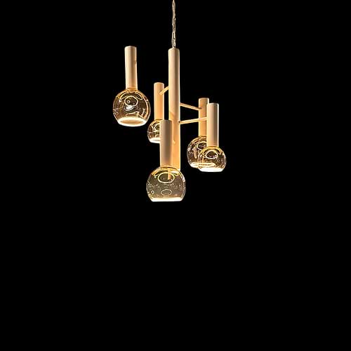 Exclusieve hanglamp Escale-LB045/5+1 van Leclercq en Bouwman. Armatuur textured-white wit. 5-lichts plus 1 LED spot