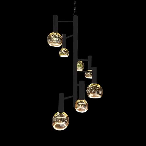 Exclusieve hanglamp Escale-LB045/7 van Leclercq en Bouwman. Armatuur textured-black zwart. 7-lichts