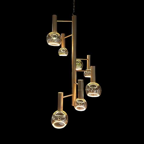 Exclusieve hanglamp Escale-LB045/7 van Leclercq en Bouwman. Armatuur brons. 7-lichts