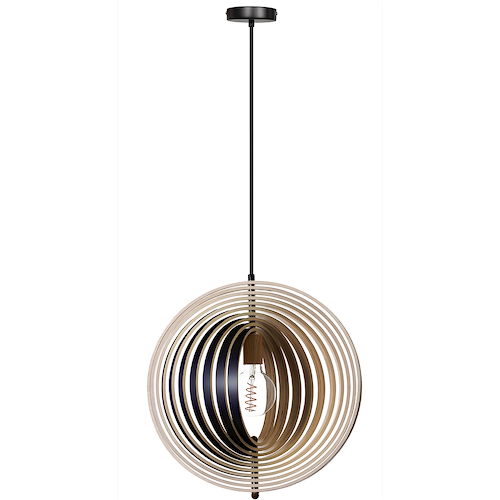 05-HL4539-3070. Bijzondere zwart/naturel houten hanglamp Woody