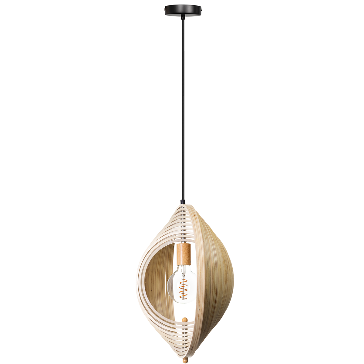 05-HL4539-70. Bijzondere naturel houten hanglamp Woody