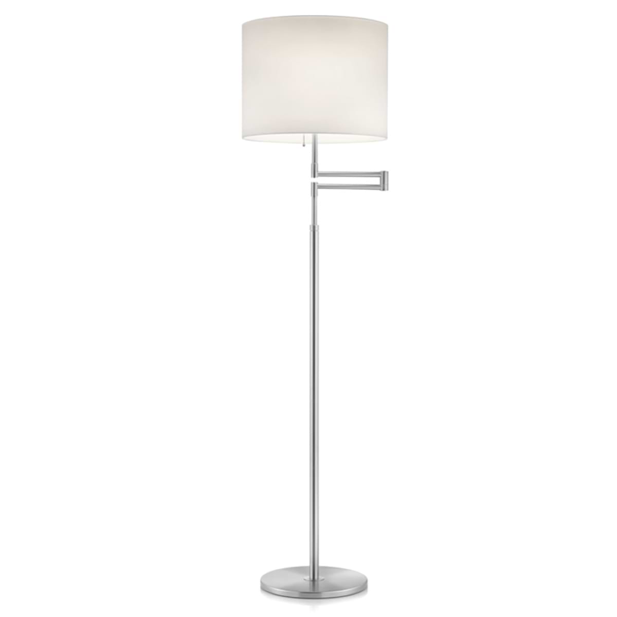 Moderne vloerlamp, 41.912.05-10*, van de Duitse fabrikant Knapstein. Met trekkoord om lamp een en uit te schakelen. In hoogte vertelbaar. De lamp kan 550 mm naar zijkant geschoven worden. Alle lampen van Knapstein zijn van zeer degelijke kwaliteit. Voor meer opties uit de serie: MILA, kunt u de zoekfunctie gebruiken op onze site. Dan ziet u welke andere opties er binnen de serie zijn. Kleur: nikkel mat. Lampenkap Chintz creme binnen- en buitenzijde. Aantal lichtpunten: 2. Lichtbron: exclusief. Breedte in mm: 350. Lengte/diepte in mm: 635.