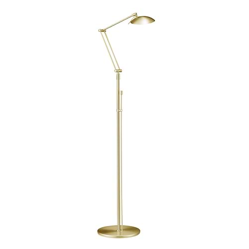 Moderne vloerlamp, leeslamp, 41.930.03, van de Duitse fabrikant Knapstein. Met touch dimmer. Deze lamp is draai- en kiepbaar op twee plaatsen op het armatuur en ook de reflektor is draaibaar. De lamp kan tot 660 mm naar de zijkant worden geschoven. Alle lampen van Knapstein zijn van zeer degelijke kwaliteit. Voor meer opties uit de serie: NELE-S, kunt u de zoekfunctie gebruiken op onze site. Dan ziet u welke andere opties er binnen de serie zijn. Kleur: messing mat. Aantal lichtpunten: 4. Lichtbron: inclusief. Breedte in mm: 240. Lengte/diepte in mm: 650.
