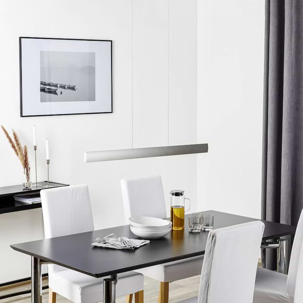 Smalle hanglamp. Serie: RUNA. Kleur: nikkel mat. Knapstein. Diverse kleuren en afmetingen