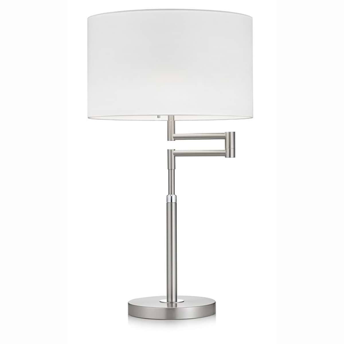 Tafellamp, 71.305.19-10*, van de Duitse fabrikant Knapstein. Met schakelaar en dimmer. In hoogte verstelbaar. Uittrekbaar naar de zijkant tot 480 mm. Alle lampen van Knapstein zijn van zeer degelijke kwaliteit. Voor meer opties uit de serie: LILO-T, kunt u de zoekfunctie gebruiken op onze site. Dan ziet u welke andere opties er binnen de serie zijn. Kleur: nikkel mat / Kleur: chrome. Lampenkap Chintz wit, cylindrisch. Aantal lichtpunten: 2. Lichtbron: exclusief. Breedte in mm: 400. Lengte/diepte in mm: 600.