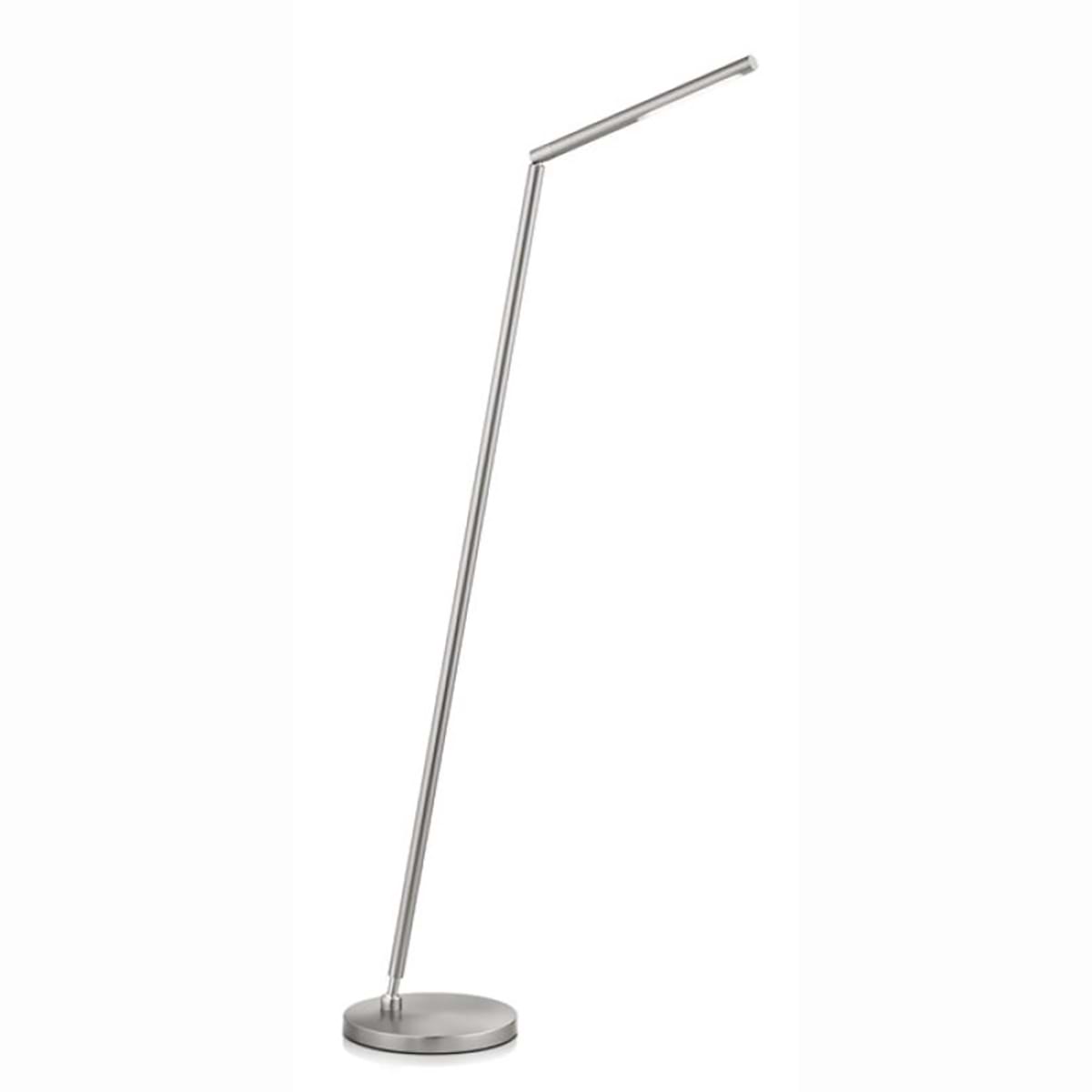 Moderne vloerlamp, leeslamp, 41.985.05, van de Duitse fabrikant Knapstein. Met gebarenbediening voor het in- en uitschakelen van de lamp en voor het traploos dimmen. Draai- en kiepbaar. Draaibaar op de voet. De lamp kan 900 mm zijwaarts uitgetrokken worden. Alle lampen van Knapstein zijn van zeer degelijke kwaliteit. Voor meer opties uit de serie: DINA-S, kunt u de zoekfunctie gebruiken op onze site. Dan ziet u welke andere opties er binnen de serie zijn. Kleur: nikkel mat. Aantal lichtpunten: 1. Lichtbron: inclusief. Breedte in mm: 220. Lengte/diepte in mm: 1000.