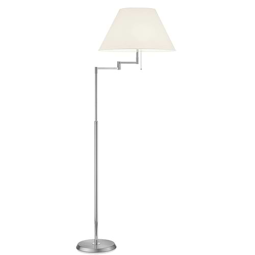 Moderne vloerlamp, 41.618.05*, van de Duitse fabrikant Knapstein. Alle lampen van Knapstein zijn van zeer degelijke kwaliteit. Voor meer opties uit de serie: ELLI, kunt u de zoekfunctie gebruiken op onze site. Dan ziet u welke andere opties er binnen de serie zijn. Kleur: nikkel mat. Lampenkap Honan ecru. Aantal lichtpunten: 4. Lichtbron: exclusief. Uplight 1 x E 27 dimbare LED lamp nodig, voor centrale lichtbronnen zijn 3 x E 27 dimbare LED lichtbronnen nodig. Breedte in mm: 560. Lengte/diepte (bereik) in mm: 650. Met trekschakelaar en voetdimmer voor de LED lampen. In hoogte verstelbaar.
