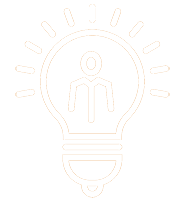 Icoon van lamp met een poppetje erin. Staat symbool voor gesprek met een verlichtingsexpert bij Webo Verlichting.