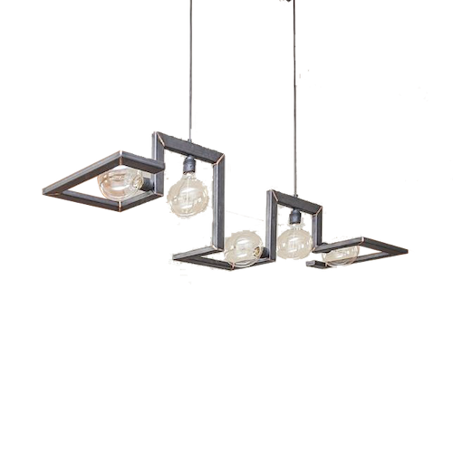 Hanglamp Tortona 9500 van merk Ztahl, materiaal blauw staal met koperen lassen.