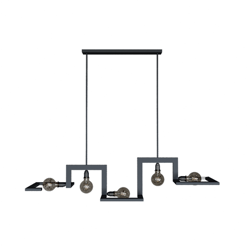 Hanglamp Tortona van merk Ztahl. 5 lichts met zwart armatuur, kleur RAL 9005