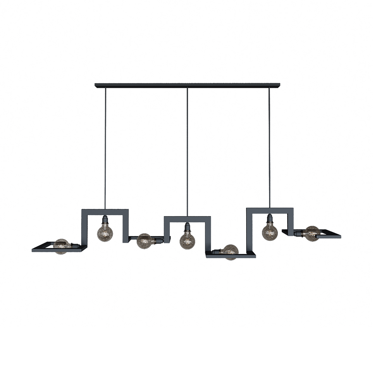Hanglamp Tortona 9525 Ral 9005, 7 lichts, zonder lichtbronnen, ZTAHL