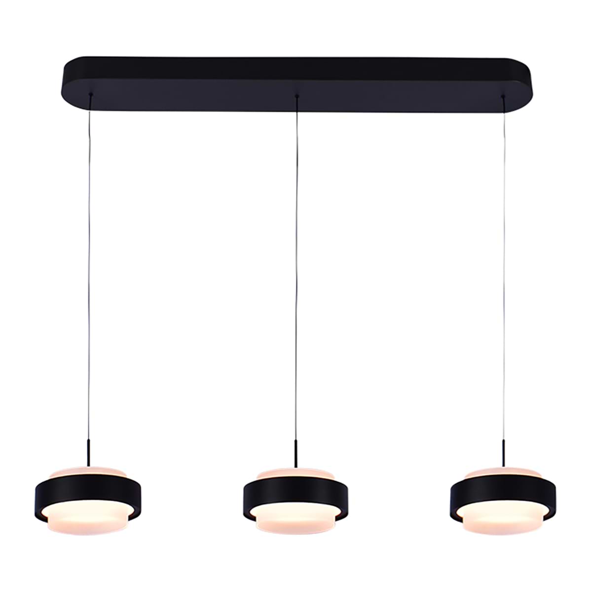 Hanglamp Puleggia 3-lichts Balk Zwart, FREELIGHT