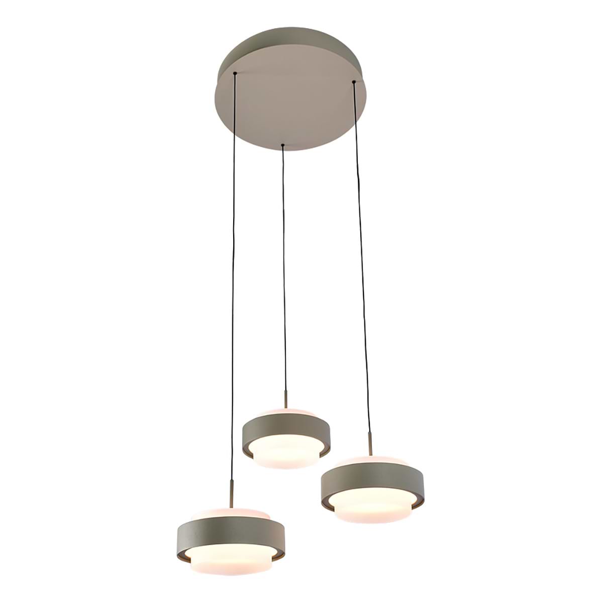 Hanglamp Puleggia 3-lichts Rond Olijfgroen, FREELIGHT