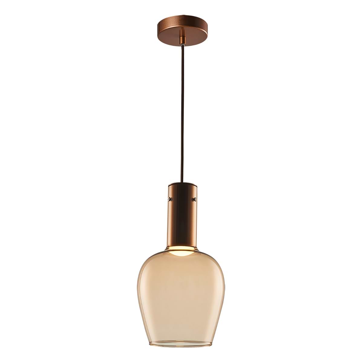Hanglamp Vino 1-lichts Brons-Goud/Amber Glas, FREELIGHT