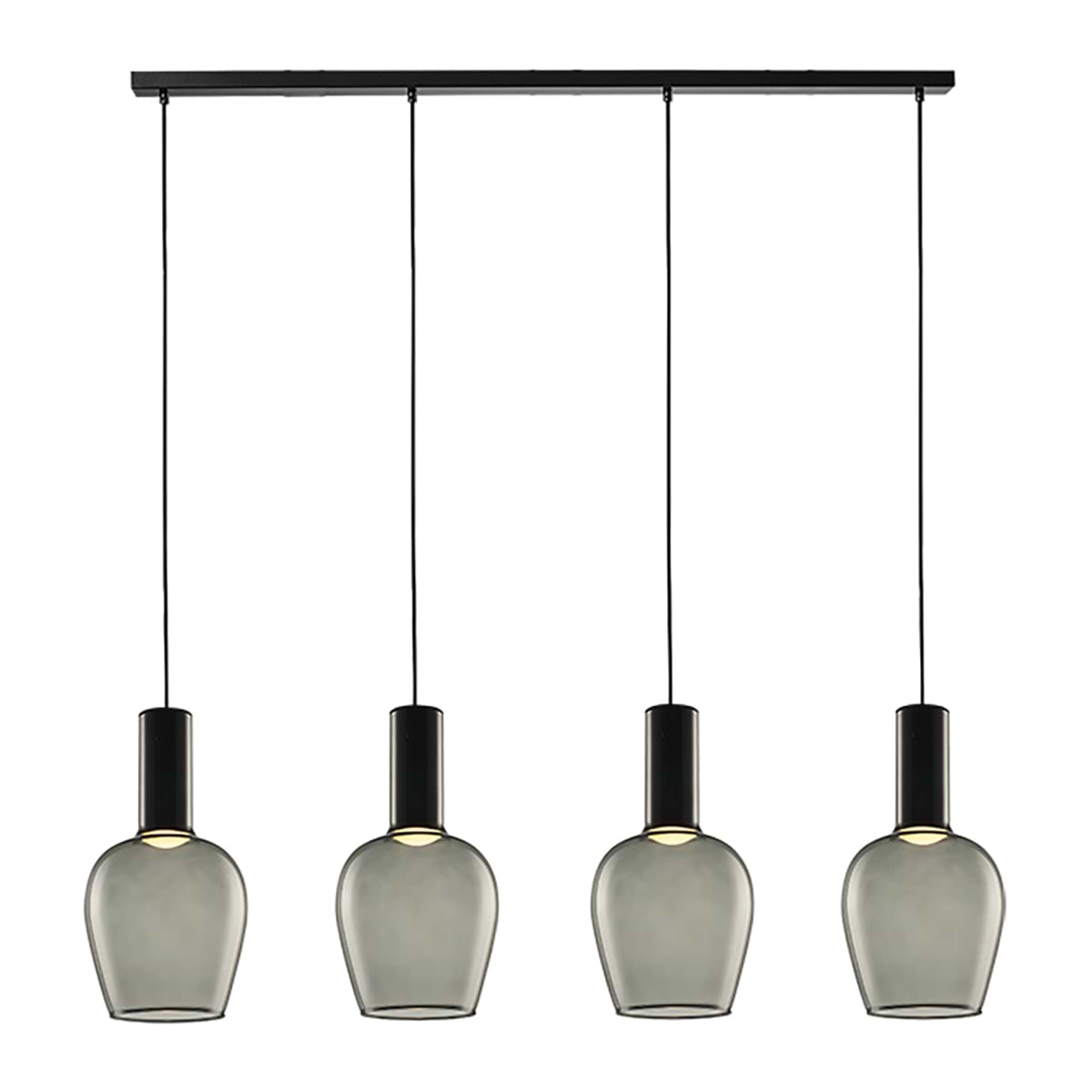 Hanglamp Vino 4-lichts Balk Zwart/Smoke Glas, FREELIGHT