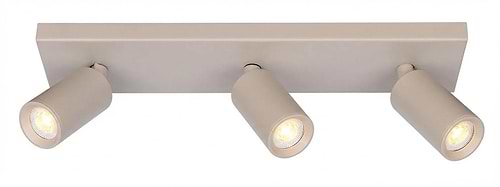 balk met drie spots voor tegen plafond, creme kleur
